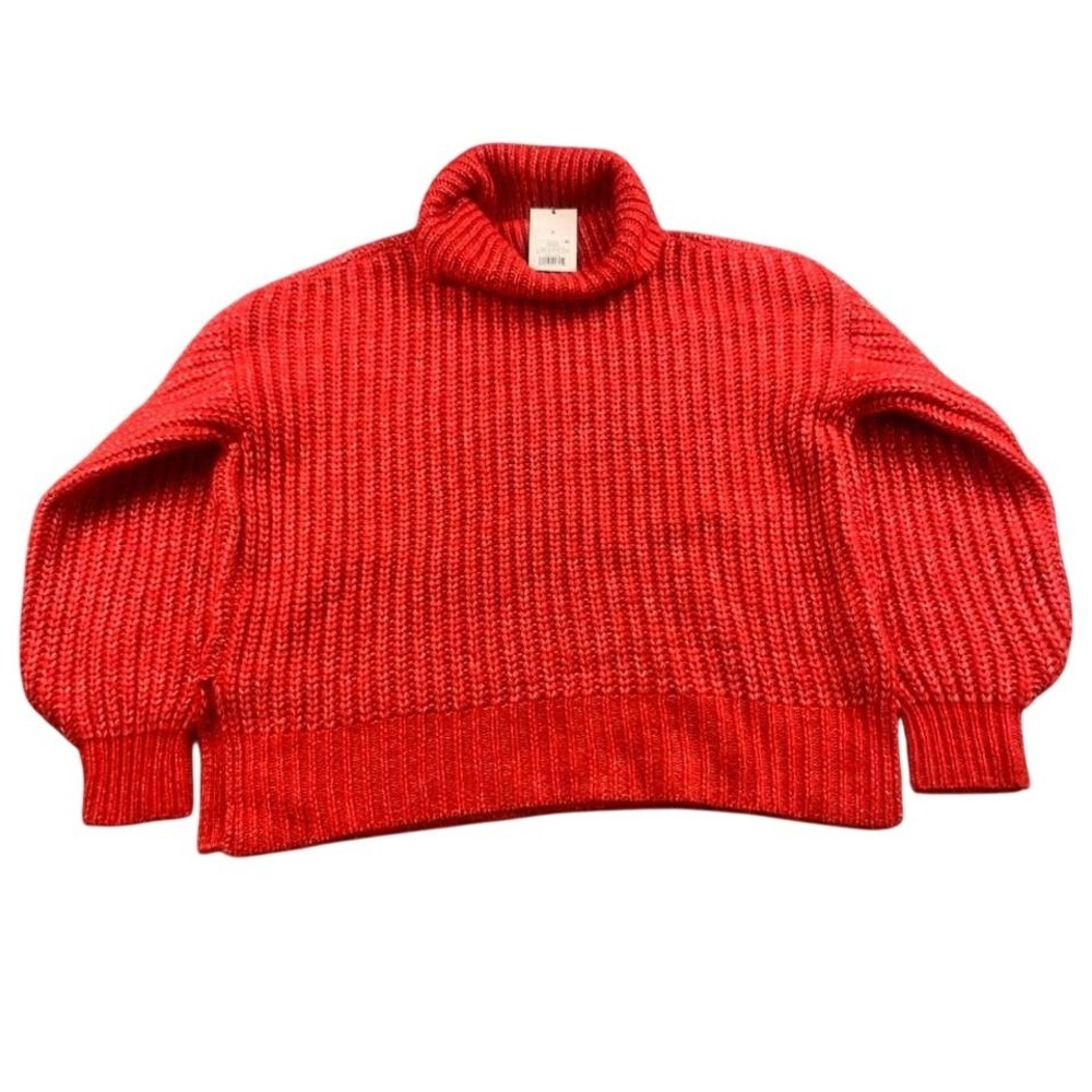 A‎ New Day Sweater Women S Red Turtleneck Chunky Knit Fuzzy Long Sleeve Warm